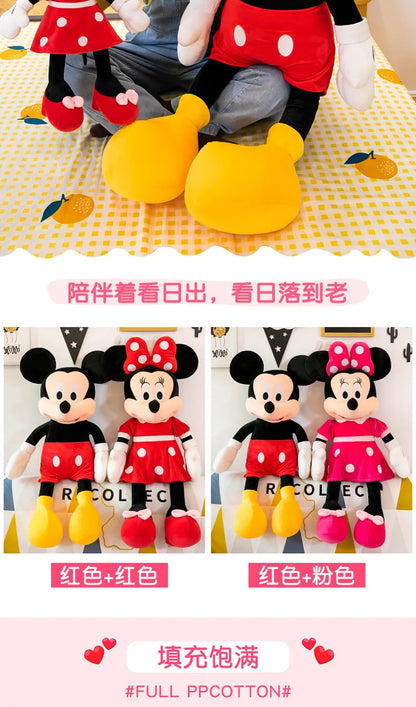 Disney 100cm Plush Mickey Minnie Doll Cartoon Cute Mouse Stuffed Toy for Kids Birthday Christmas Gift Large Hugging Pillow For