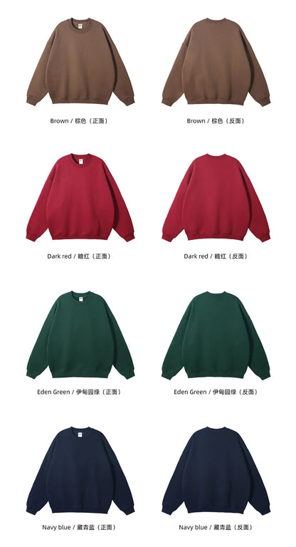 ZODF New 2025 Winter 350gsm Fleece Sweatshirts For Men Unisex Casual Loose Basic Solid O-Neck Thick Warm Pullovers HY0635