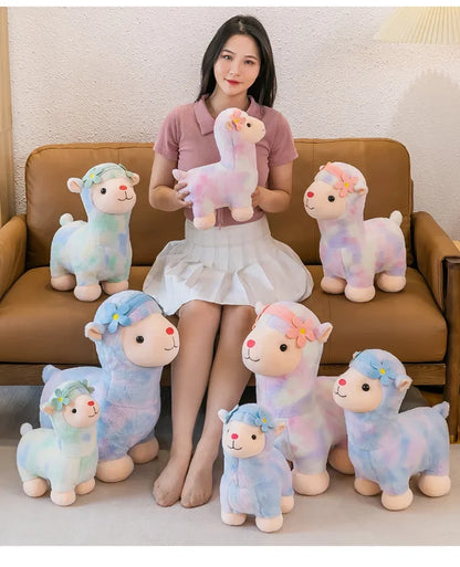 35-45cm Kawaii Fantastic Rainbow Colorful Plush Alpaca Stuffed Animals Doll Decoration Birthday Gifts Soft Pillow Children Gift