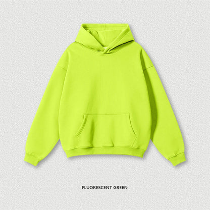 ZODF New 2024 Autumn Winter Men 345gsm Fleece Hoodies Unisex Women Relax Fit Warm Solid Hooded Pullovers Sweatshirts HY0863