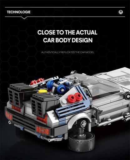 1:24 Classic Movie Racing Car Building Blocks MOC Model Sport Cars Toys Back Future Bricks Vehicle Festival Gifts for Boys Kids