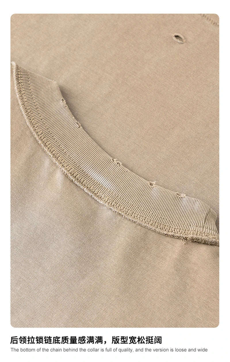 ZODF 2025 Summer 285gsm Washed Tank Tops For Men Unisex American Retro Cut Distressed Oversized Sleeveless TEE Vest HY1006