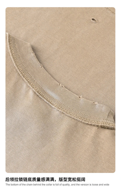 ZODF 2025 Summer 285gsm Washed Tank Tops For Men Unisex American Retro Cut Distressed Oversized Sleeveless TEE Vest HY1006