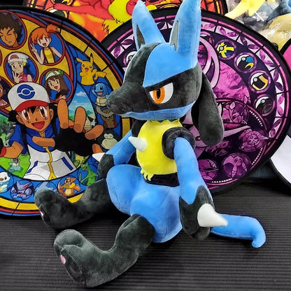 70cm Pokemon Lucario Large Plush Toys Greninja Zeraora Cinderace Glaceon Stuffed Giant Pokémon Eevee Anime Kids Christmas Gift