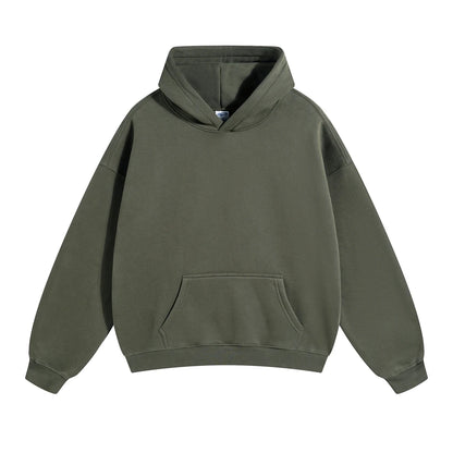 ZODF New Thick 350gsm Fleece Hooded Hoodies For Men Unisex Winter Oversized Loose Basic Solid Sweatshirts Pullovers Coats HY0631