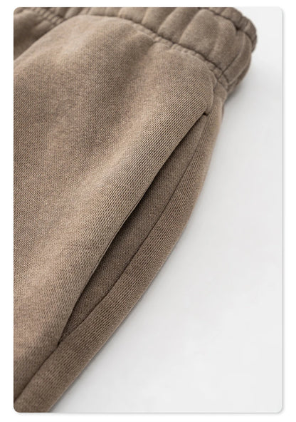 ZODF Retro Winter Monkey Washed Fleece Pants For Men Unisex Washed High Street 332gsm Warm Oversized Straight Trousers HY0892