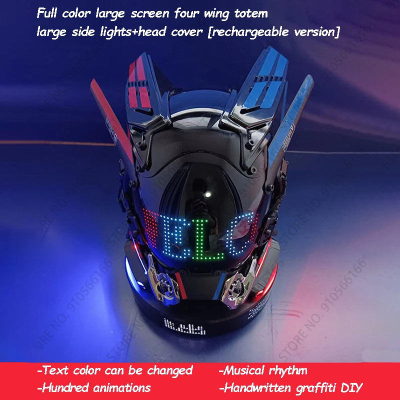 Cyberpunk App Mask Light Up Rolling Subtitles Screen Mask Cos Mech Technology Sense Mobile Phone Control Helmet Role Play