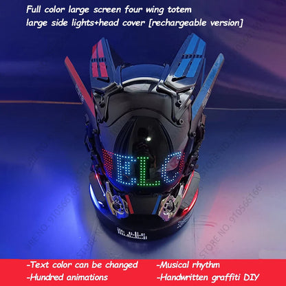 Cyberpunk App Mask Light Up Rolling Subtitles Screen Mask Cos Mech Technology Sense Mobile Phone Control Helmet Role Play