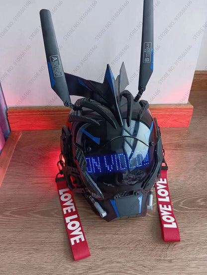 Cyberpunk App Mask Light Up Rolling Subtitles Screen Mask Cos Mech Technology Sense Mobile Phone Control Helmet Role Play