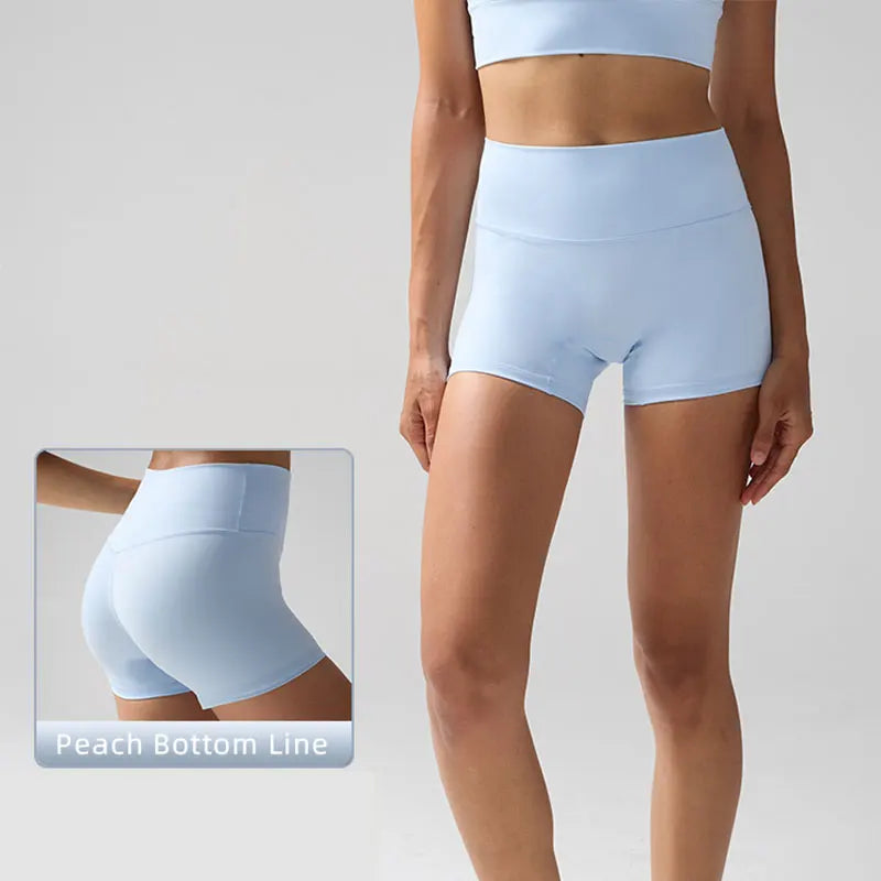 Solid Color Women’s High-Waisted Fitness Yoga Shorts – Quick Dry Breathable for Running & Cycling