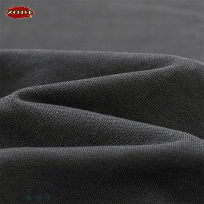 ZODF New 2024 Autumn 225gsm Loose Solid T-Shirt For Men Retro Unisex Antibacterial Full Sleeve T Shirts Brand Tops HY0871