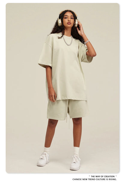 ZODF New 2025 Heavy Weight 305gsm Solid Cotton T Shirts For Men Unisex Summer Oversized Noshrink Basic T-Shirt Brand Tops HY0475