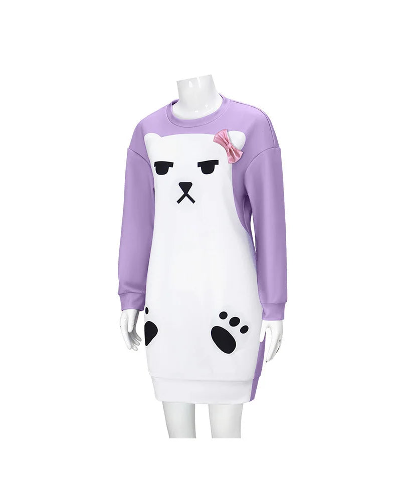 None Mira Light Purple Bear Pajamas Unisex Polyester Set