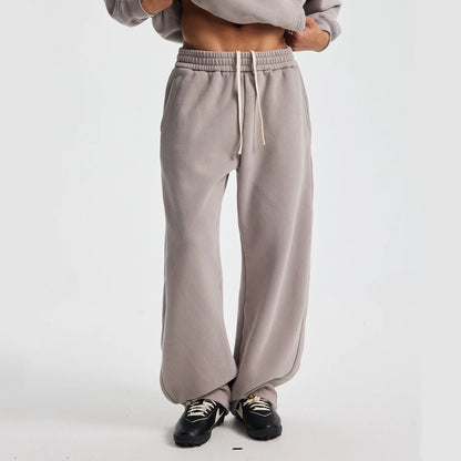 ZODF New 2025 Winter Batik Washed Man Fleece Pants Unisex High Street Distressed Thick Warm Straight Trousers Sweatpants HY1166