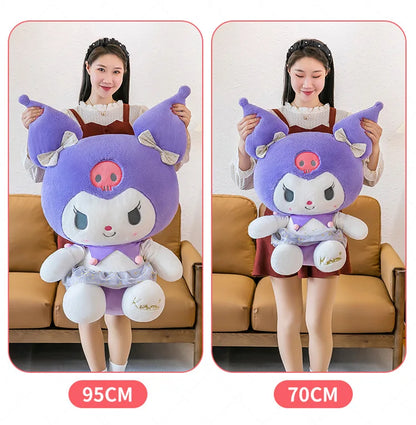 New White Gold Series Kuromi Plush Toy My Melody Sleeping Pillow Cute Stuffed Animal for Kids Birthday Christmas Gift for Girls