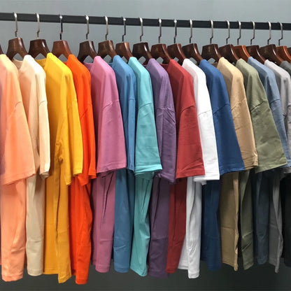 ZODF Trendy 2025 Men Basic Solid Cotton T-Shirts Unisex Male 190gsm Summer Loose Comfortable Soft Tees Shirt Streetwears HY0040