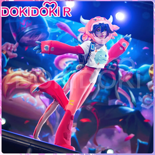 Neekoo Cosplay Costume Game Cosplay DokiDoki-R Neekoo Skin Super Fan Cosplay Women Cute Red Plush Costume Tail