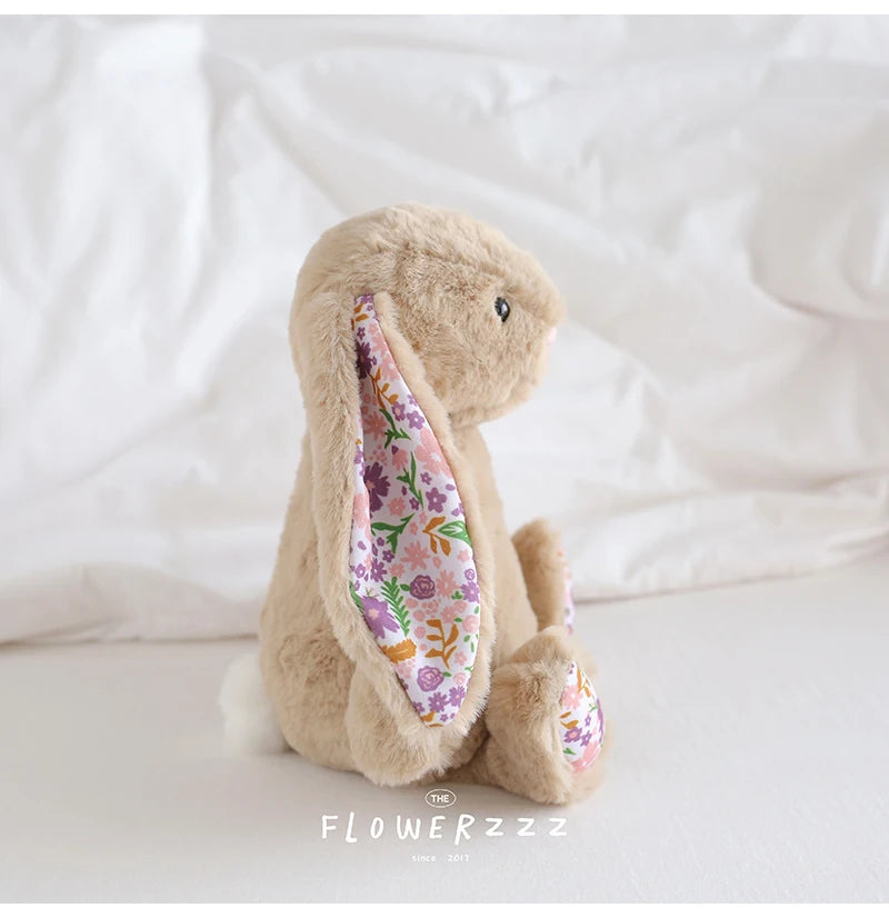 30cm Cartoon Floral Rabbit Plush Toy Pink White Bonnie Rabbit Stuffed Animal Doll Children's Room Decor Birthday Gift For Girl