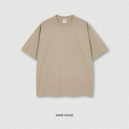 ZODF Trendy Summer 260gsm Cotton Oversized T Shirts For Men Unisex Male Kanye West High Street Solid Tees Brand Tops HY0122