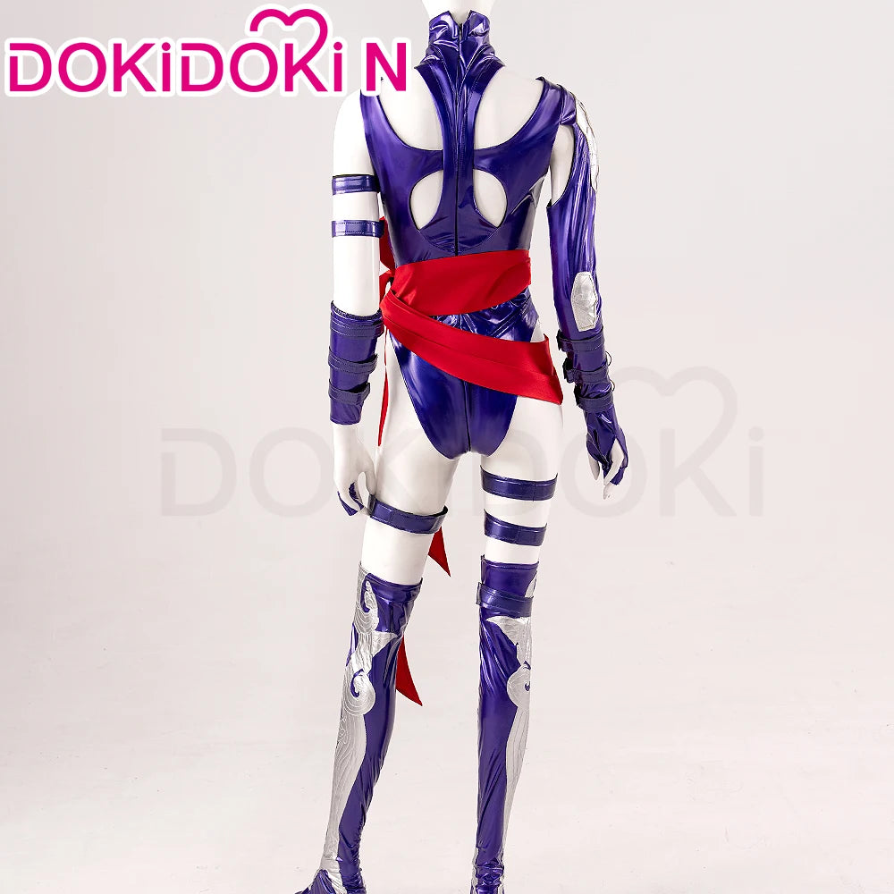 Psylockee Cosplay Costume Game【XS-3XL】DokiDoki-N Women Purple Bodysuit Dress Cosplay Plus Size