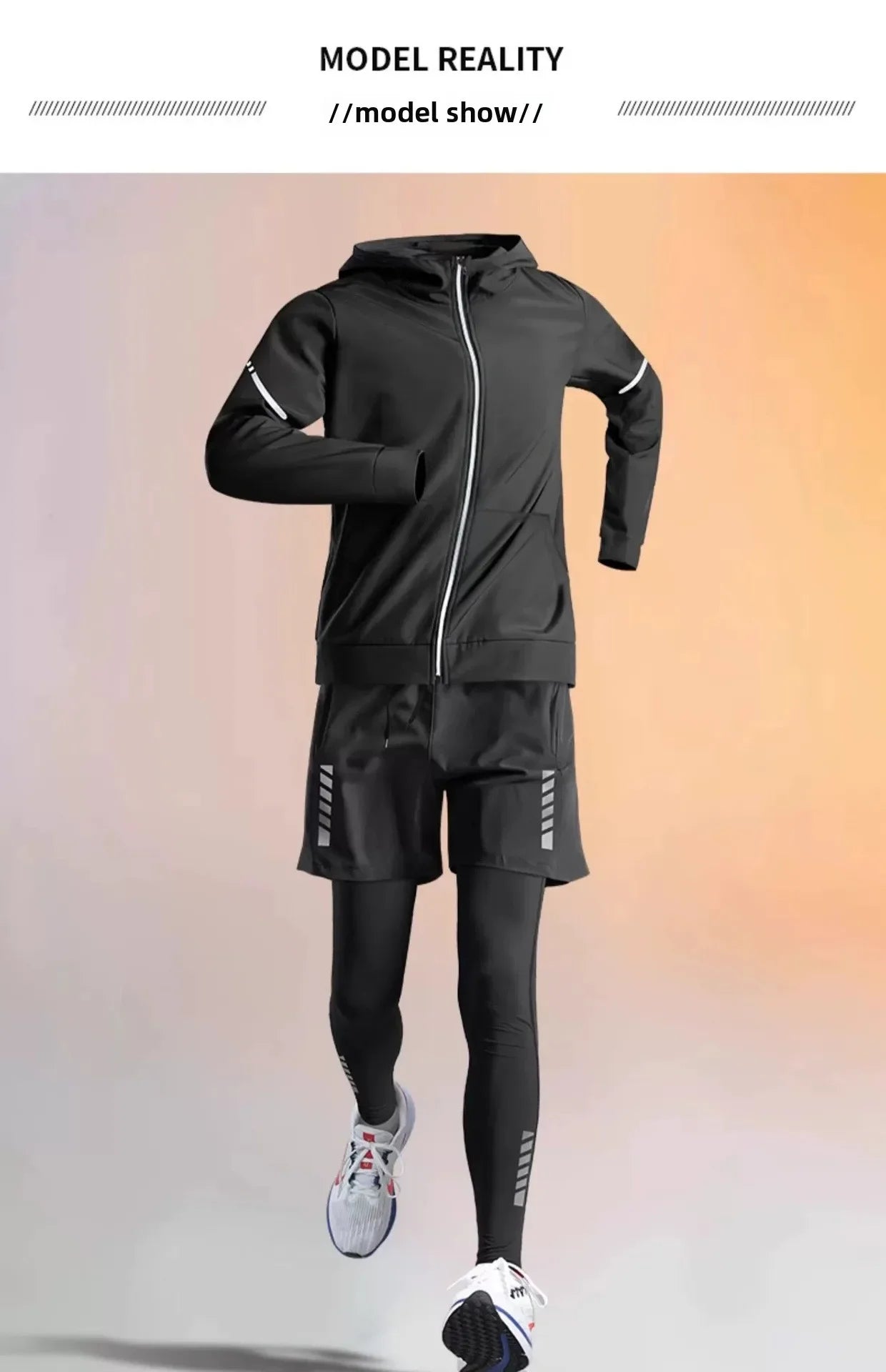 Men’s Winter Fleece-Lined Quick-Dry Warm-Up Sports Set for Running Cycling Fitness Training