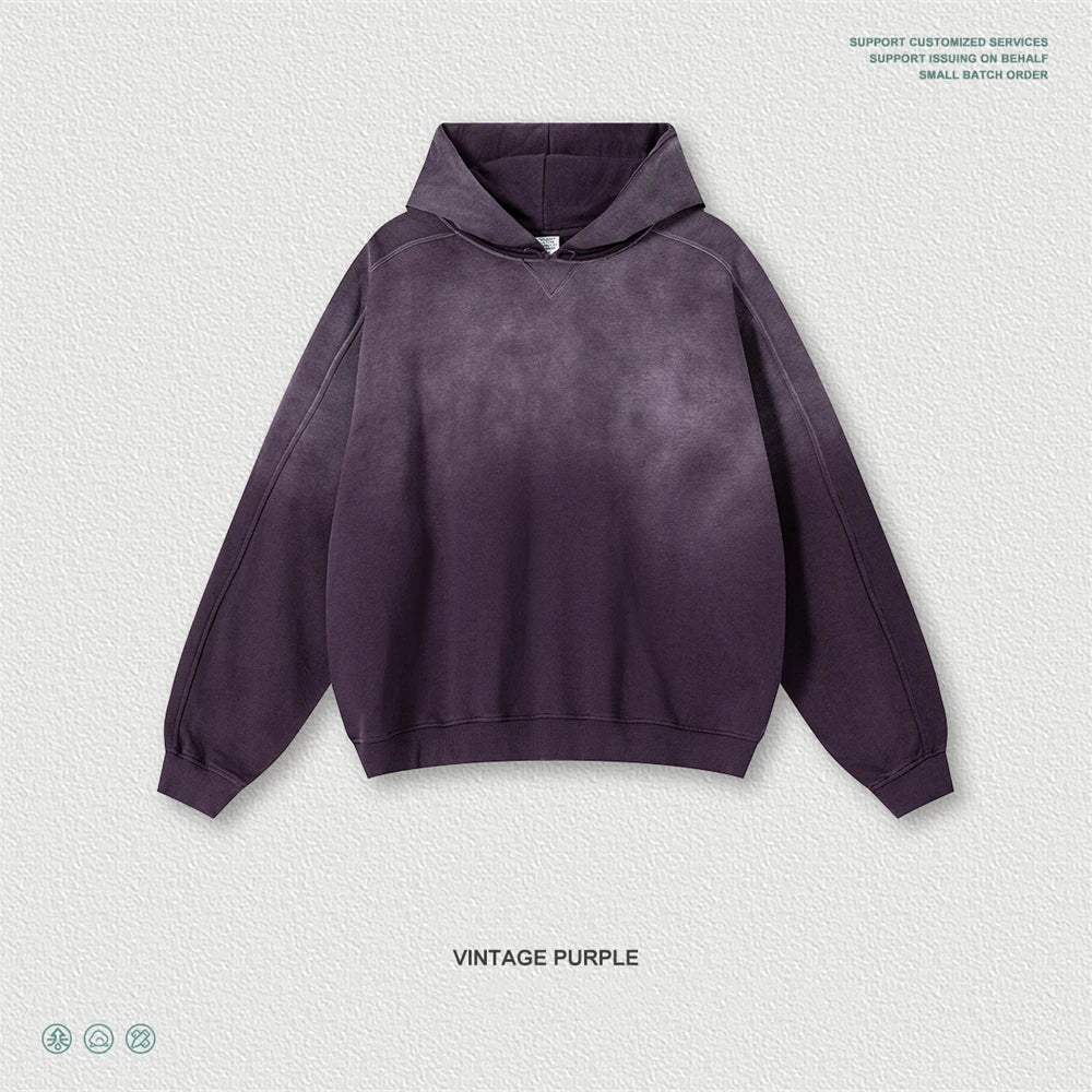 ZODF Retro Winter 370gsm Monkey Washed Hoodies For Man Unisex Oversized Off Shoulder 100% Cotton Hooded Coats Pullovers HY1136