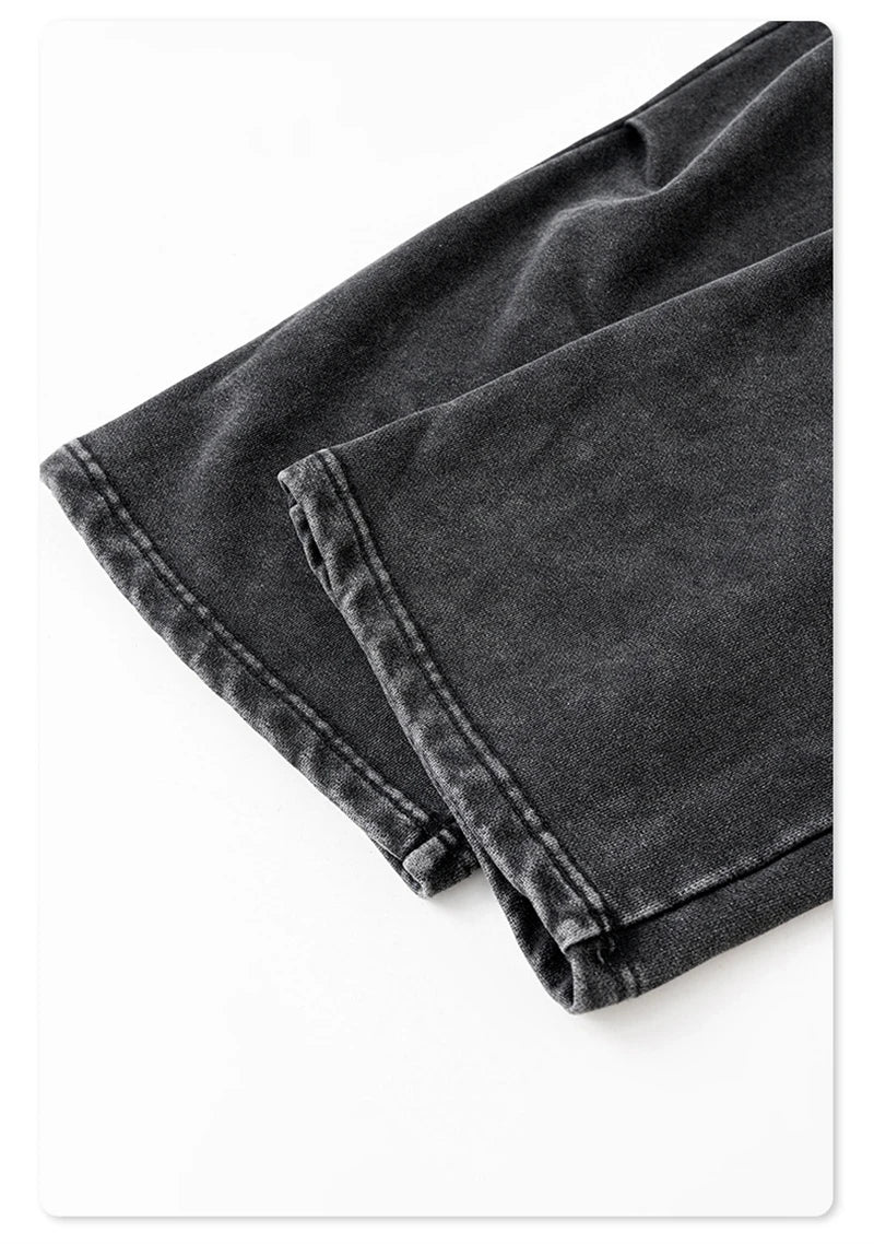 ZODF Retro 2024 Winter Patchwork Pants For Men Unisex Washed High Street 370gsm Oversized Double Knees Straight Trousers HY0878