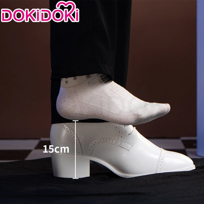 IN STOCK Men Women Cosplay Props 19cm Heightening Shoes DokiDoki Men Daily Black White 15cm Leather Shoes Halloween Cosplay