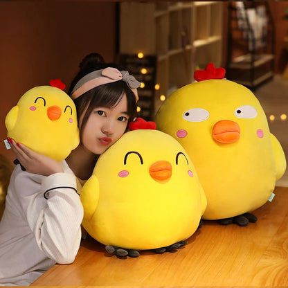 Happy Funny Face Cute Chicken Plush Toy Kawaii Soft Chicken Plushies Large Hug Pillow Girl Gift