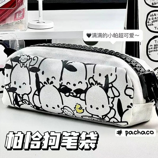 Sanrio Pochacco Printed Large Zippered Pencil Case For Japanese Students, High Appearance Cartoon Cute Stationery Storage Bag