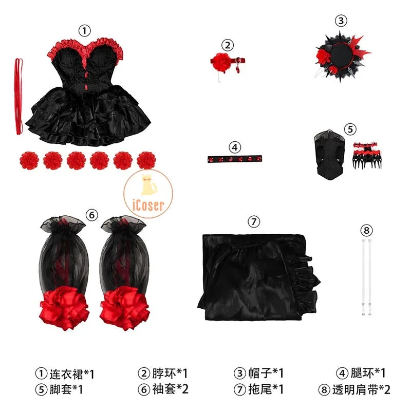 Path To Nowhere Coquelic Cosplay Costume Wig Black Dress Hat Uniform New Skin Carnival Halloween Party for Women Girls iCoser
