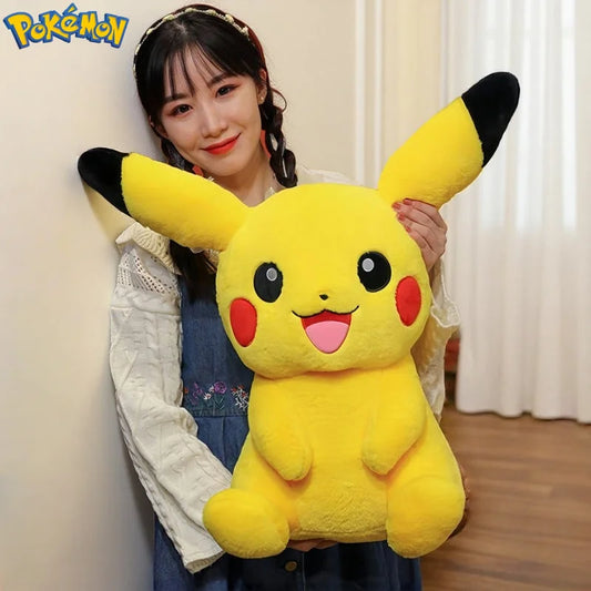 30/45/60/75CM Pokémon Short Fur Pikachu Plush Pet Pocket Monster Kawaii Cartoon Animal Comfortable Soft Doll Children Toy Gift