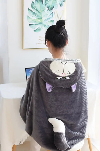 Cartoon Cute Lucifer Hooded Cloak Blanket Office Dormitory Autumn Winter Warm Animal Cloak Nap Blanket Practical Exquisite Gift