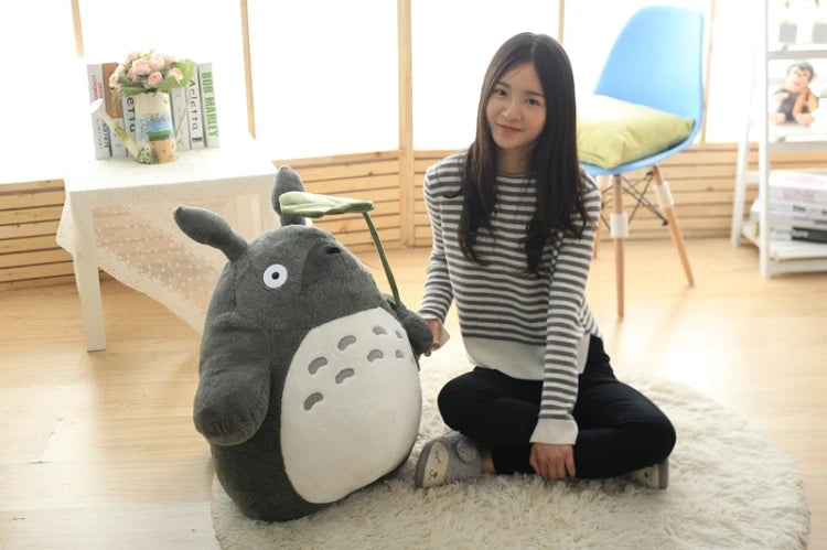 Cartoon Totoro With Lotus Leaf Plush Toy Soft Stuffed Movie Anime Totoro Plushies Throw Pillow Japanese Style Doll Gifts Girl