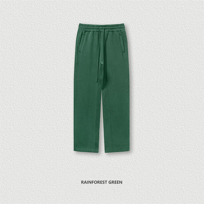 ZODF 345gsm Fleece Straight Pants for Men Unisex Loose Comfortable Sport Trousers Autumn Winter HY0864 - green / M