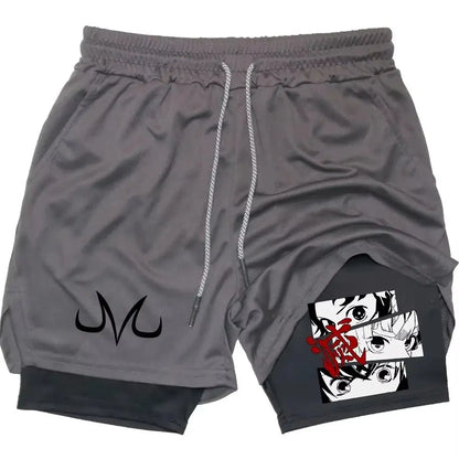 Demon Slayer Gym Shorts Man Women Double-Layer Mesh Breathable Sports Shorts new Summer Y2k Casual fitness Quick-drying Pants