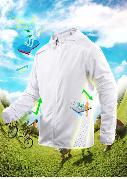 2025 Running Jacket Autumn Reflective Hooded Gradient Color Sportswear Breathable Men and Women Jogging Coat