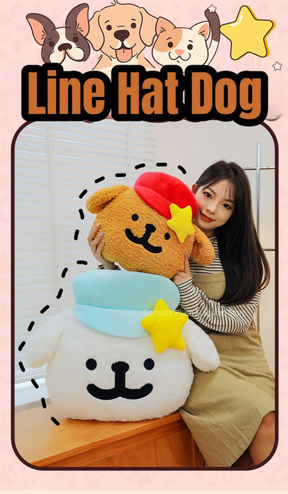 65cm Big Size Maltese Line Hat Dog Cartoon Anime Plush Stuffed Doll Toy Cute Room Bolster Sleeping Pillow Plushies Holiday Gifts
