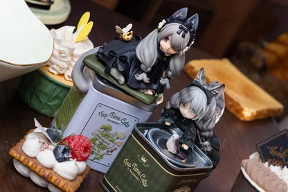 12cm Tea Party Cat Anime Figure Q Version Kawaii Tea Time Cats Tea Pot Cat Action Figure Collection Model Japanese Dolls Hobbies