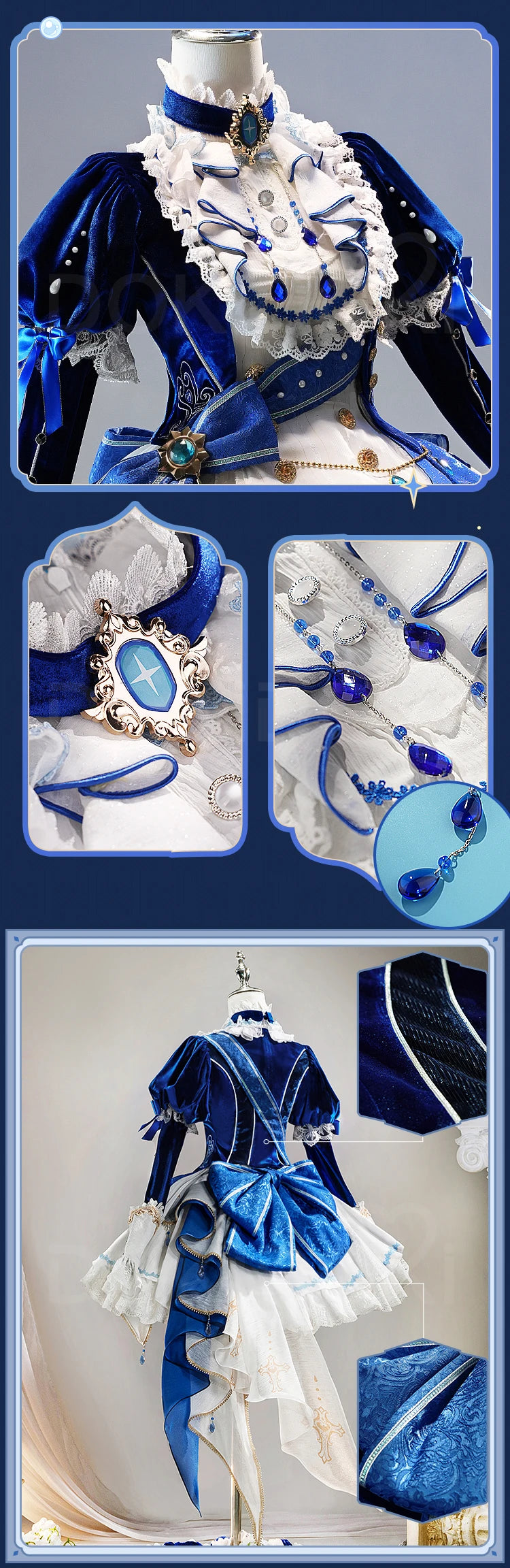 IN STOCK Focalors Furina Doujin Cosplay Costume Game Genshin Impact DokiDoki-SR Fontaine Hydro Focalors Women Waltz Dress Lolita