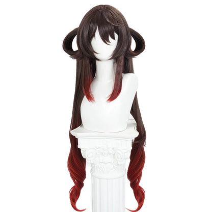 UWOWO Hutao Wig Game Genshin Impact Hutao Cherries Snow Laden outfit Cosplay Wig Long Brown Hair