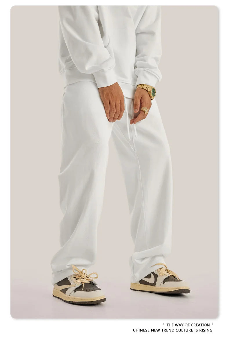 ZODF New 2025 Autumn Men's 445GSM Sweatpants Unisex High Street Soft Knitted Straight Pants Brand Streetwears Tracksuits HY0382