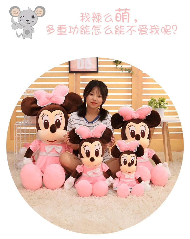 Disney 110cm Kawaii Mickey & Minnie Plush Pillow Set - Wedding Dress Stuffed Animals Soft Hugging Toy for Girls Gift Room Decor