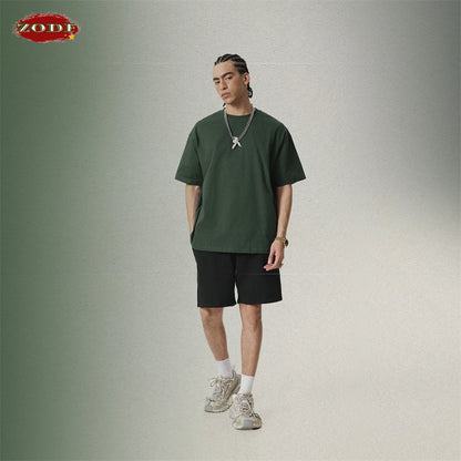 ZODF New 2025 Spring Summer 235gsm Solid Cotton T-Shirts For Men Women Unisex Loose Basic T Shirt Tees Brand Tops HY0970