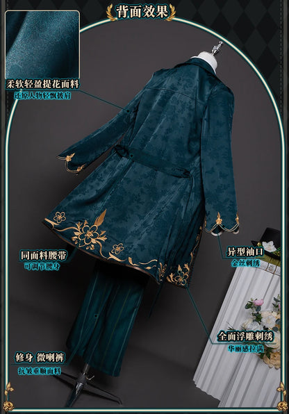 Identity V Art Dealer Cosplay Costume Wig Uniform Knight Richard Sterling Glasses Hat Roy Ramit Halloween Women Men Carnival Cos