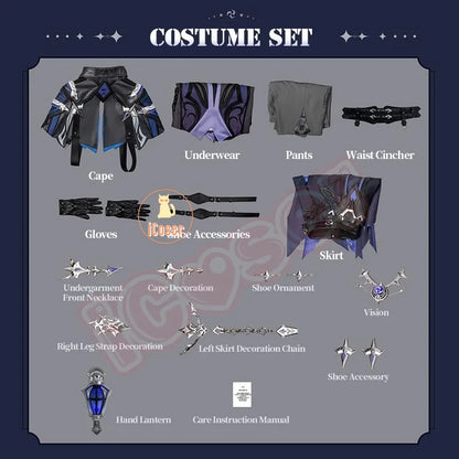 Genshin Impact Kyryll Chudomirovich Flins Cosplay Costume Wig Uniform Game Cos Outfit Halloween Party for Women Men Carnival Set