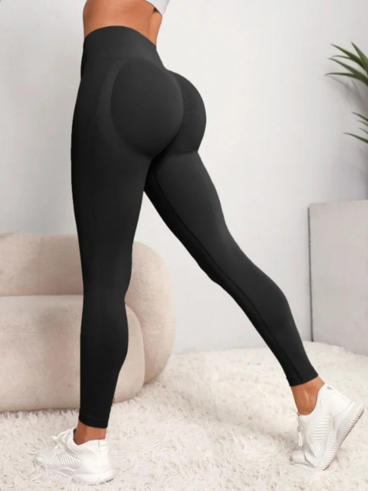 Women Seamless High Waist Gym Leggings Yoga Stretchy Fitness Sports Activewear Pants - Black / XS（old）