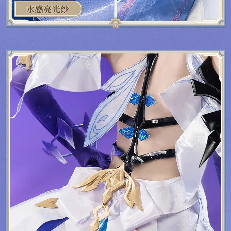 iCoser Genshin Impact Skirk Cosplay Costume Wig Dress New Skin Uniform Headwear Metal Props Halloween Party Women Girls Carnival