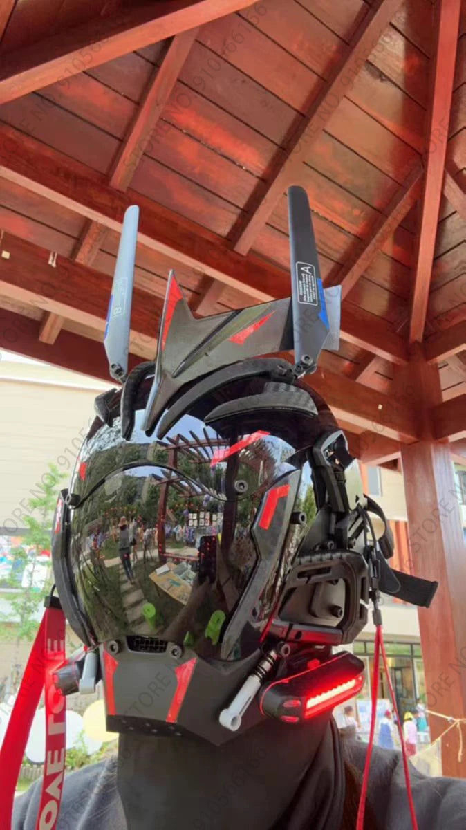 Cyberpunk App Mask Light Up Rolling Subtitles Screen Mask Cos Mech Technology Sense Mobile Phone Control Helmet Role Play