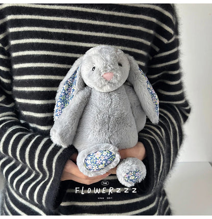 30cm Cartoon Floral Rabbit Plush Toy Pink White Bonnie Rabbit Stuffed Animal Doll Children's Room Decor Birthday Gift For Girl